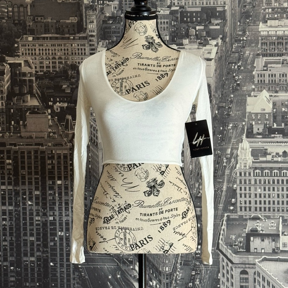 Naked Wardrobe Long Sleeve Stretch Crop Top